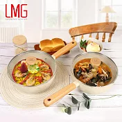 【LMG】日式香草不沾雪平鍋22cm(附蓋/料理鍋/單柄湯鍋/適用各種爐具)