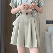 【BJ COLLECTION】日系冰絲雪紡腰圍鬆緊褲裙 BJC40047  FREE 卡其色