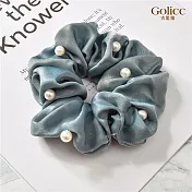 【Gulicc】髮圈 歐美款珍珠燙金邊大腸圈髮圈 (粉綠色)