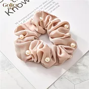 【Gulicc】髮圈 歐美款珍珠燙金邊大腸圈髮圈 (杏色)