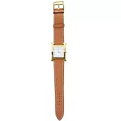 Hermes 愛馬仕 Heure H 小牛皮金框石英女仕腕錶(棕/26mm)