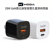 【Hoda】33W GaN氮化鎵智慧雙孔電源供應器 / 極速智能充電器 黑色