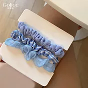 【Gulicc】髮圈 森林系 網紗小腸圈 3入組 (藍色夏浪)