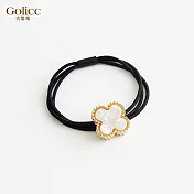 【Gulicc】髮圈 法式 復古氣質四葉草髮圈 (珍珠白)