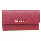 MICHAEL KORS 掀蓋皮革拉鍊三折長夾 紅色