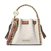 MICHAEL KORS 滿版LOGO造型皮革鍊包 香草白