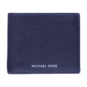 MICHAEL KORS 燙字LOGO荔枝紋皮革短夾 深藍