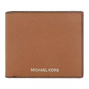 MICHAEL KORS 滿版LOGO皮革短夾 焦糖棕
