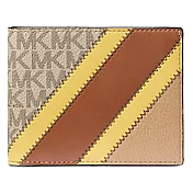 Michael Kors 拼接皮革附活動夾短夾禮盒組-米加黃色 米加黃色