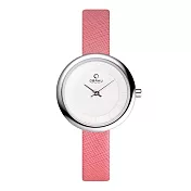 OBAKU 雅悅媛式時尚腕錶-銀框x粉紅帶