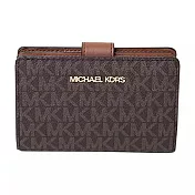 Michael Kors 滿版LOGO防刮皮革中夾 咖啡