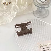 【Gulicc】髮夾 美拉德色系 凱旋門雙C髮夾 (咖啡色)