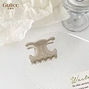 【Gulicc】髮夾 美拉德色系 凱旋門雙C髮夾 (杏奶色)