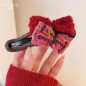 【Gulicc】髮夾 蝴蝶結 毛呢 氣質大髮夾 (安可拉紅)