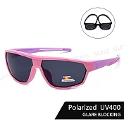 【SUNS】兒童偏光太陽眼鏡 輕量矽膠彈性運動休閒Polarized墨鏡 防眩光/抗UV400 S129 粉框紫腳