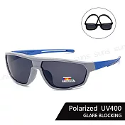 【SUNS】兒童偏光太陽眼鏡 輕量矽膠彈性運動休閒Polarized墨鏡 防眩光/抗UV400 S129 銀框藍腳
