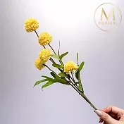 【Floral M】夏日繽紛圓舞曲檸檬黃乒乓菊仿真花花材（1入組）