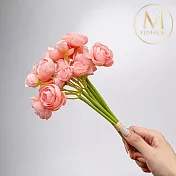 【Floral M】法式浪漫復古茶花蜜桃粉仿真花花材（6入組）