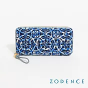 ZODENCE LISBON進口真皮葡式花磚拉鍊長夾  藍