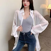 BJ COLLECTION 日系冰絲雪紡防曬外套/上衣 BJC10019 FREE 白色