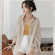 BJ COLLECTION 日系輕透雪紡防曬外套/上衣 BJC10018 FREE 棕色