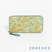 ZODENCE PAINTING進口真皮印象藝術拉鍊長夾  鳶尾綠