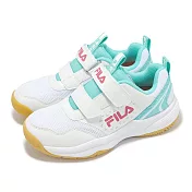 Fila 慢跑鞋 J804Z 大童 中童 小朋友 白 綠 膠底 魔鬼氈 運動鞋 斐樂 3J804Z162