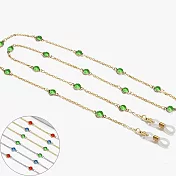 seoul show首爾秀 三色水鑽兩用口罩掛繩鏈墨鏡平光眼鏡鍊老花近視防丟鍊  金鍊綠鑽