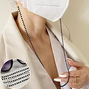 seoul show首爾秀  多面立體黑水晶串珠兩用口罩掛繩鏈墨鏡平光眼鏡鍊老花近視防丟鍊  黑色