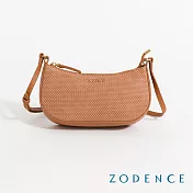 ZODENCE SHELL進口真皮貝殼紋理斜背包  暖駝