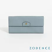 ZODENCE CUFF進口真皮袖釦設計單層長夾  漾藍