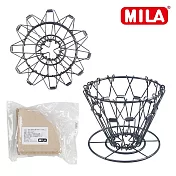 MILA 不鏽鋼摺疊咖啡過濾器(收折濾杯) 加贈濾紙 黑