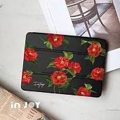 INJOYmall for iPad Pro12.9 2022/Pro13 2024/Air13 系列 Smart cover皮革平板保護套 附筆槽 優雅山茶花款 Air13 2024(外側筆槽)