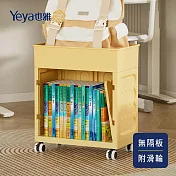 【Yeya也雅】乳酪夾心童趣風雙層兒童書櫃/書包置物櫃(附輪無隔板)-DIY