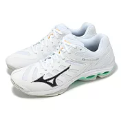 Mizuno 排球鞋 Wave Voltage 2 男鞋 白 綠 波浪片 室內運動 羽排鞋 美津濃 V1GA2460-16 26cm WHITE/GREEN