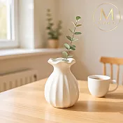 【Floral M】法式純白波浪陶瓷迷你小花瓶