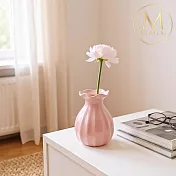【Floral M】法式嫩粉波浪陶瓷迷你小花瓶