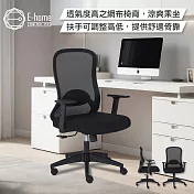 E-home 微風網布高背扶手電腦椅-黑色  黑色