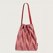 經典設計|Pavi studio 泰國新銳設計師.時尚W純色包.簡約設計.大容量.真皮背帶.摺疊肩背包.100%總代理 玫紅色