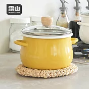 【日本霜山】雙耳琺瑯油炸鍋(附玻璃蓋)-16cm- 黃