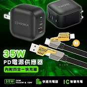 VOORCA 輕巧快充組 35W雙孔充電器 PD快充/摺疊插頭 內附四合一快充線
