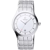 OBAKU 純淨時刻簡約時尚腕錶-鋼帶-白色