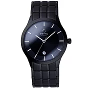 OBAKU 視覺層次時刻日期腕錶-黑