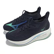 Mizuno 慢跑鞋 Neo Vista 2 男鞋 藍 白 厚底 回彈 波浪片 運動鞋 美津濃 J1GC2534-06 25cm NAVY/WHITE