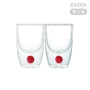 【ZACCA】福 財 心 高棚矽雙層玻璃杯-350ml-雙入組( 咖啡杯 茶杯 耐熱玻璃杯 隔熱防燙杯 水杯 杯子)  福+福