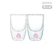 【ZACCA】福 財 心 高棚矽雙層玻璃杯-350ml-雙入組( 咖啡杯 茶杯 耐熱玻璃杯 隔熱防燙杯 水杯 杯子)  心+心