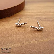 閃耀清冷排列鑲鑽微笑流星S925純銀耳環.貼耳耳環.外鍍專櫃級正白K