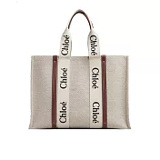 Chloé Woody tote bag帆布大號托特包- 焦糖咖色