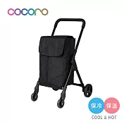 【日本cocoro】OPEN FRONT 前推式保溫保冷四輪摺疊購物車-35L-多色可選- 時尚黑