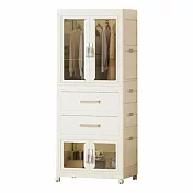 【好氣氛家居】輕奢雙開門磁吸拉門滑輪收納櫃/C款掛桿抽屜折疊櫃